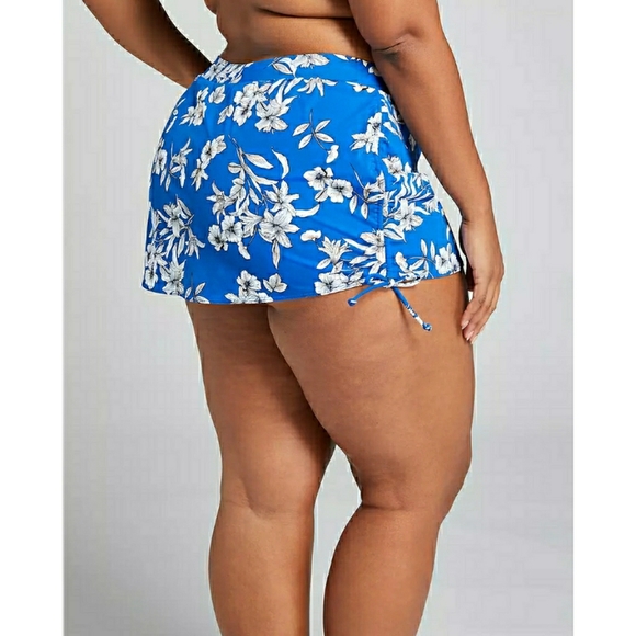Cacique Swim Floral Surf Swimsuit Skirt Blue Tropic Flower Shaping Plus NEW - Picture 8 of 13